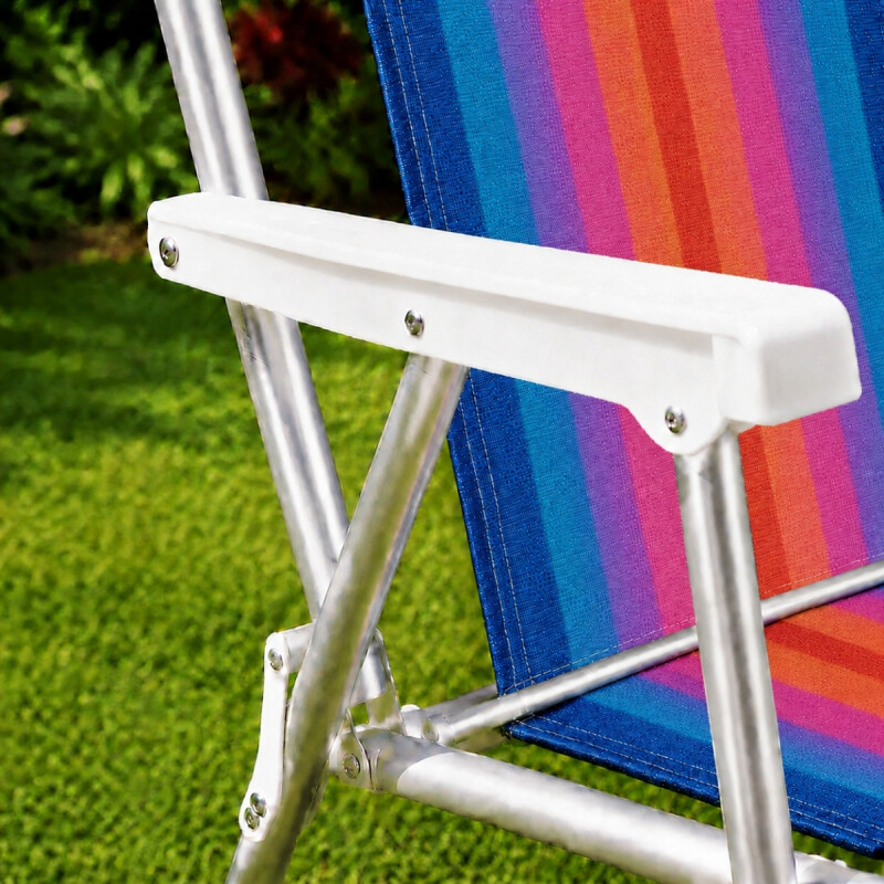 Silla Alta Aluminio Clásica A Rayas NARANJA/AZUL