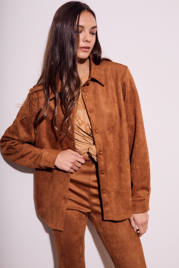 Camisa Gamuza Cuero Vegano Camel