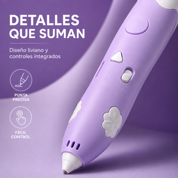 Lapicera 3D Infantil Recargable con Filamentos Violeta 1