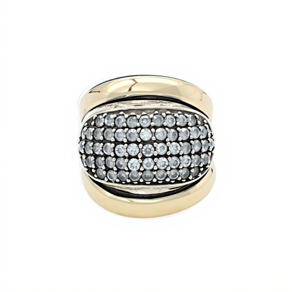 Anillo Cúpula-Plata y Oro-Piedra Zirconia-AN5365 conpiedra