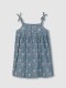 Vestido Talle Alto Con Estampado De Flor Azul Pato
