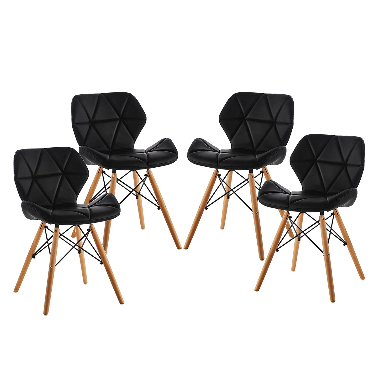 Set X4 Silla Victoria Eames acolchonada - NEGRO 