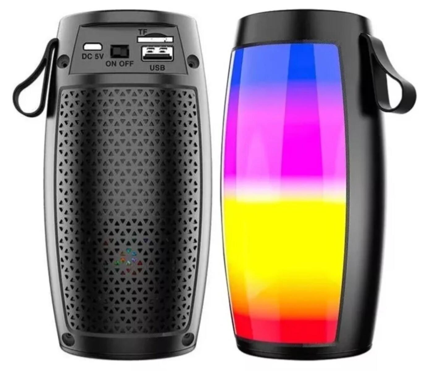 Parlante A Batería Con Luz Led Colores Y Bluetooth - Negro 