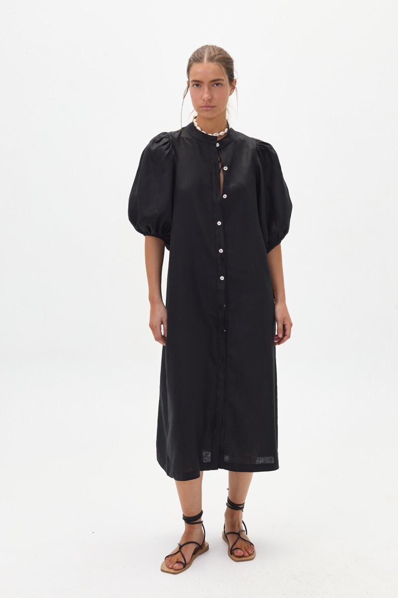 Vestido Bubble en Lino Negro