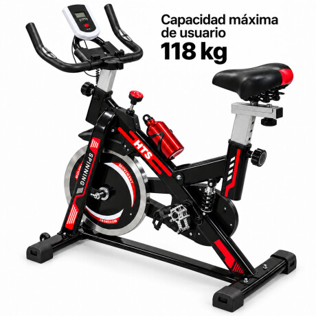 Bicicleta Spinning Professional Regulable Disco 18kg Negro/rojo