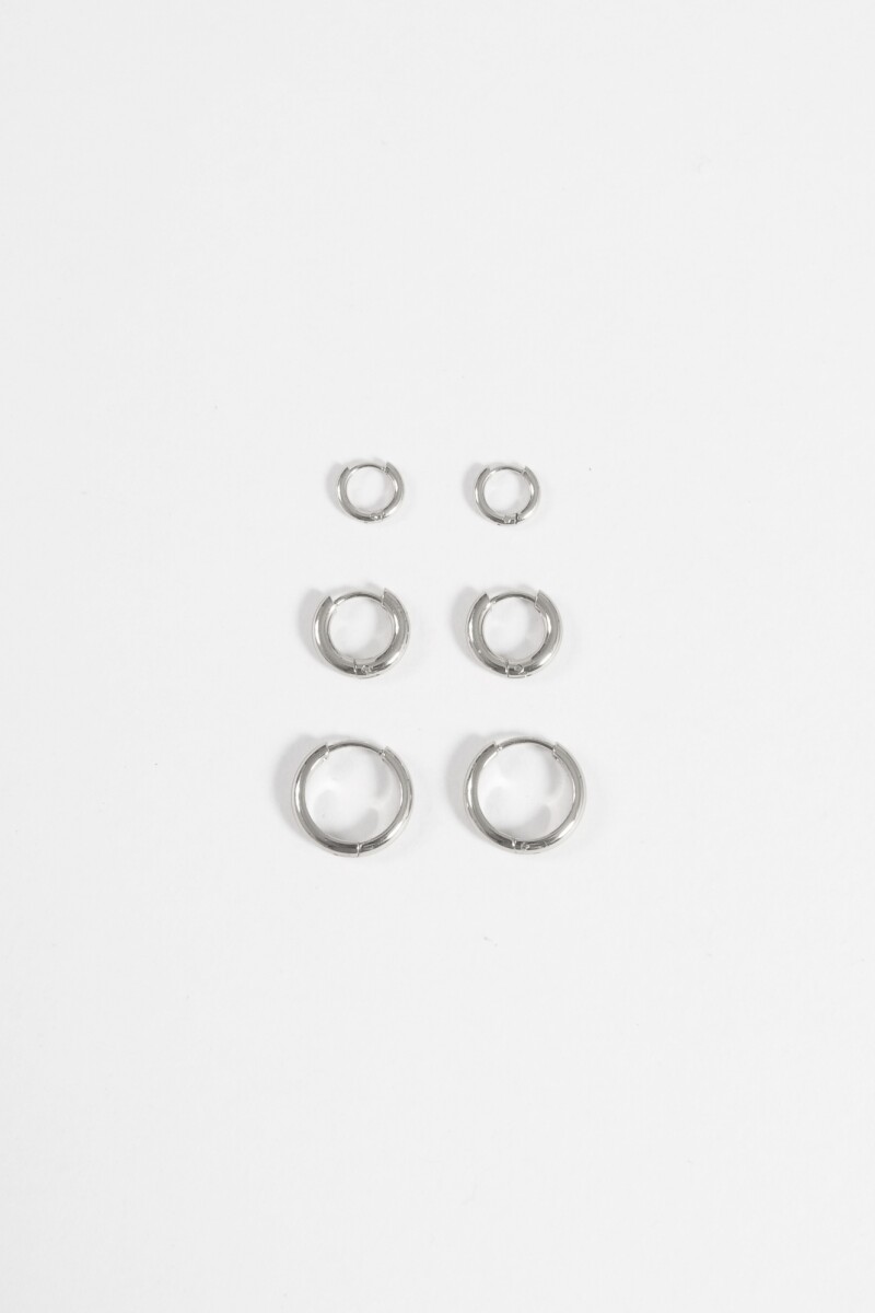 Set aros acero plateado