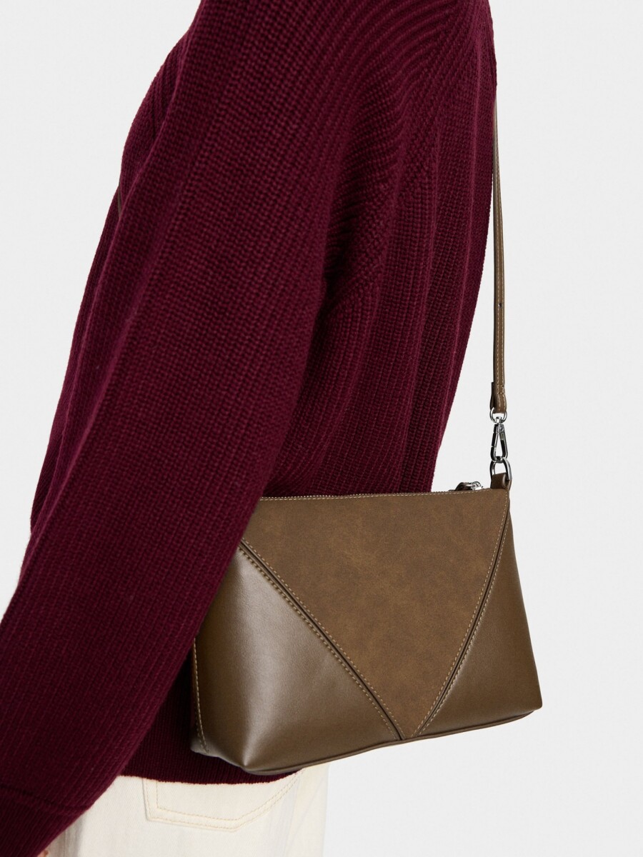 Bolso Bandolera Contraste De Texturas camel