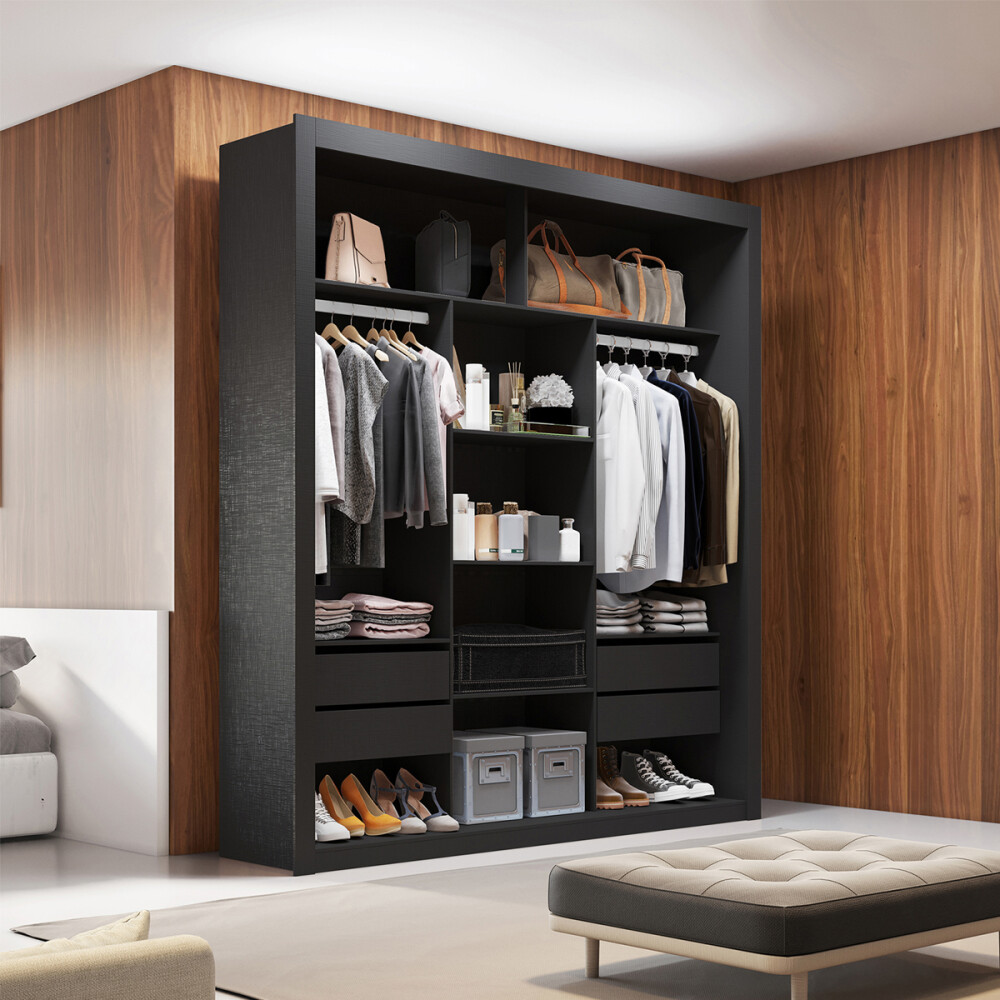 ROPERO VESTIDOR 4 CAJONES GUARDARROPA ARMARIO PLACARD CLOSET NEGRO