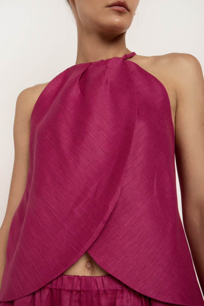 TOP SLEEVELESS WRAP HALTER NEC Magenta