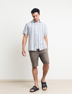 012631 CAMISA HARRINGTON LABEL Natural/azul