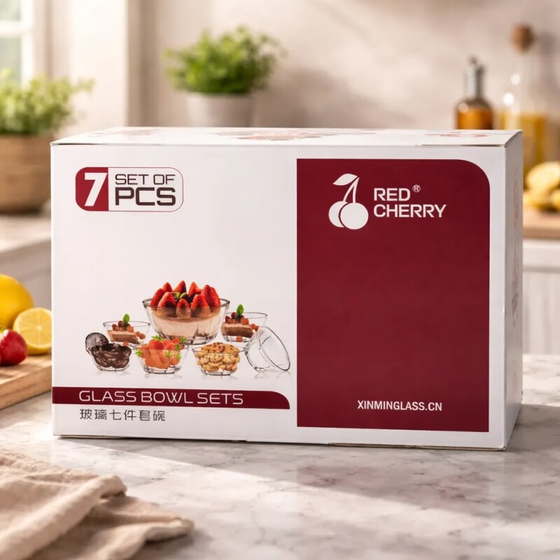 Juego Para Ensalada 7pzas De Vidrio - Red Cherry - X-7033 Juego Para Ensalada 7pzas De Vidrio - Red Cherry - X-7033