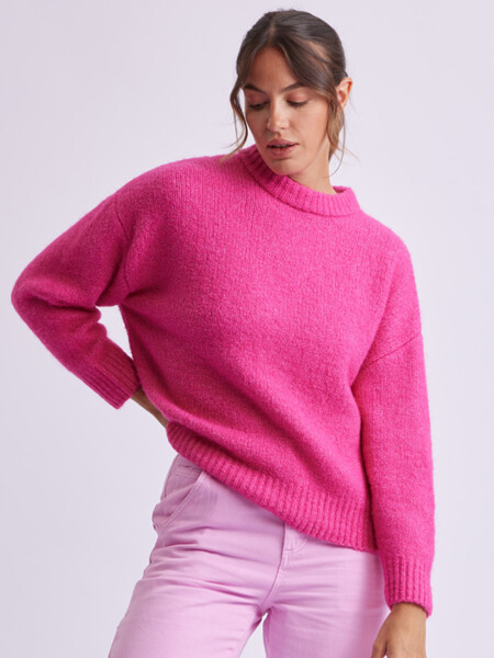 Buzo de punto básico Fucsia