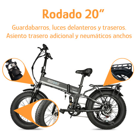 Bicicleta Eléctrica Plegable R20 Gyroor EB021 7Vel 35Km/h Negro
