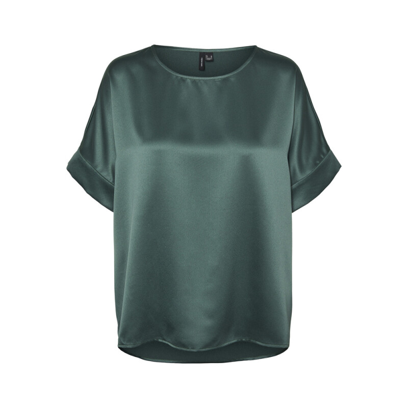 VMMERLE 2/4 O-NECK TOP WVN GA NOOS Dark Forest
