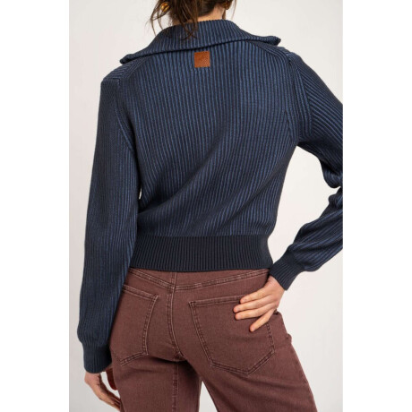 Campera Tejida Algodón Azul