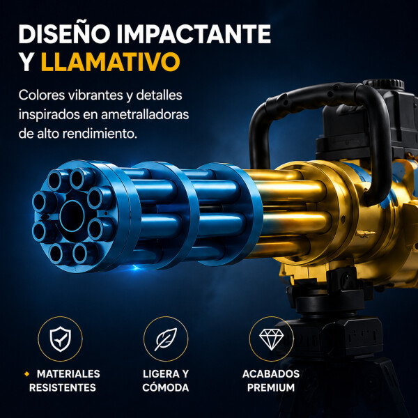 Ametralladora Automática Hidrogel + Trípode Recargable Color Amarillo