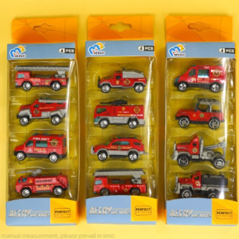 Set 4 Camioncitos De Bomberos De Juguete - Pull Back Set 4 Camioncitos De Bomberos De Juguete - Pull Back
