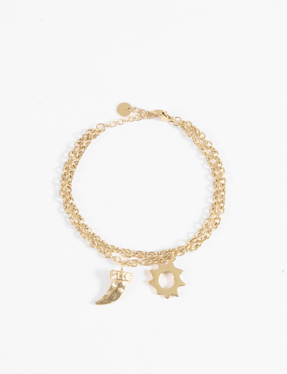 Pulsera cadena dijes acero - dorado 