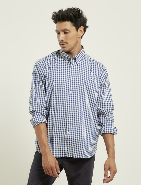 012413 CAMISA HARRINGTON LABEL Blanco/azul Osc