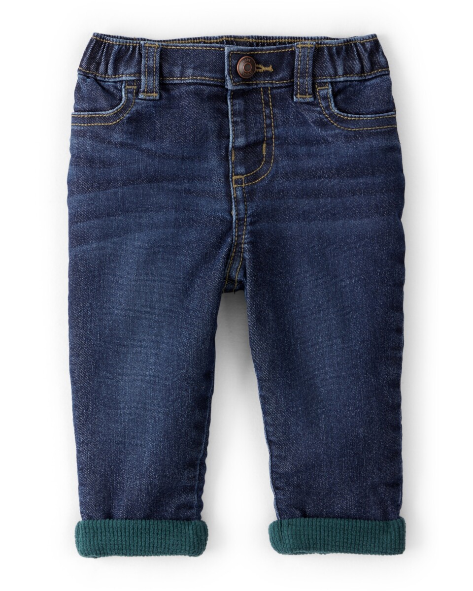 Pantalón jean con dobladillo verde 