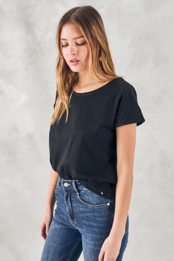 Remera Algodón Peinado Negro