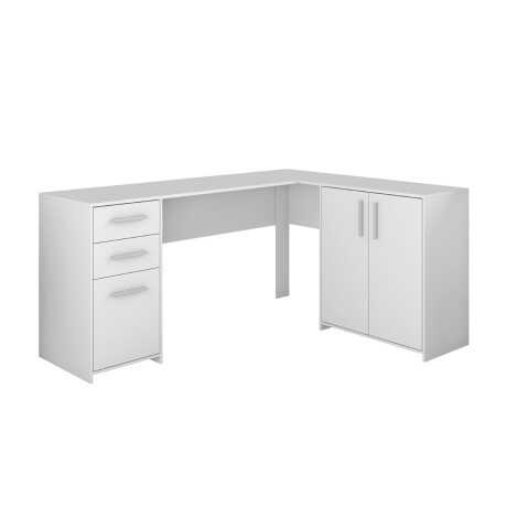 ESCRITORIO ESQUINERO MESA PARA PC LAPTOP COMPUTADORA 2 PUERTAS 2 CAJONES BLANCO