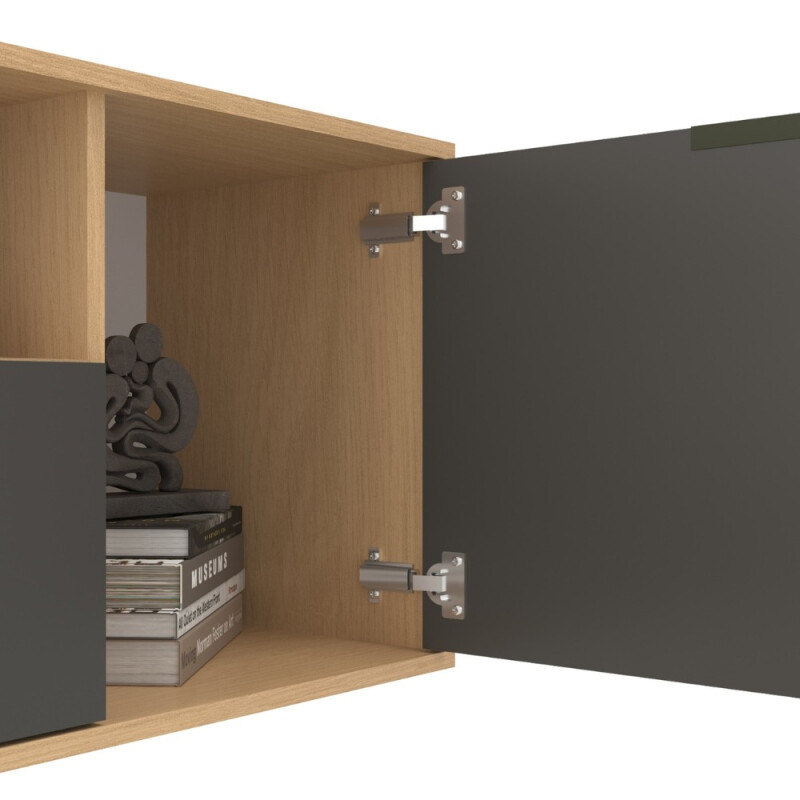 Rack Tv 75 Pulgadas Living Modular Nogal / Grafito Marrón