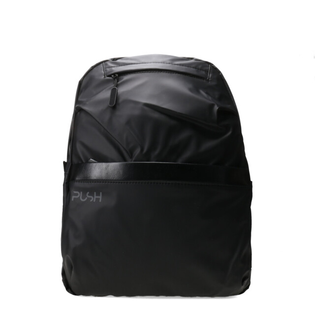 Mochila Push De Tela con Bolsillo Frontal Negro