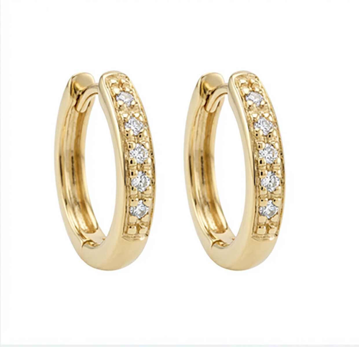 Caravanas aro pavé CH de oro amarillo 18k con brillantes 