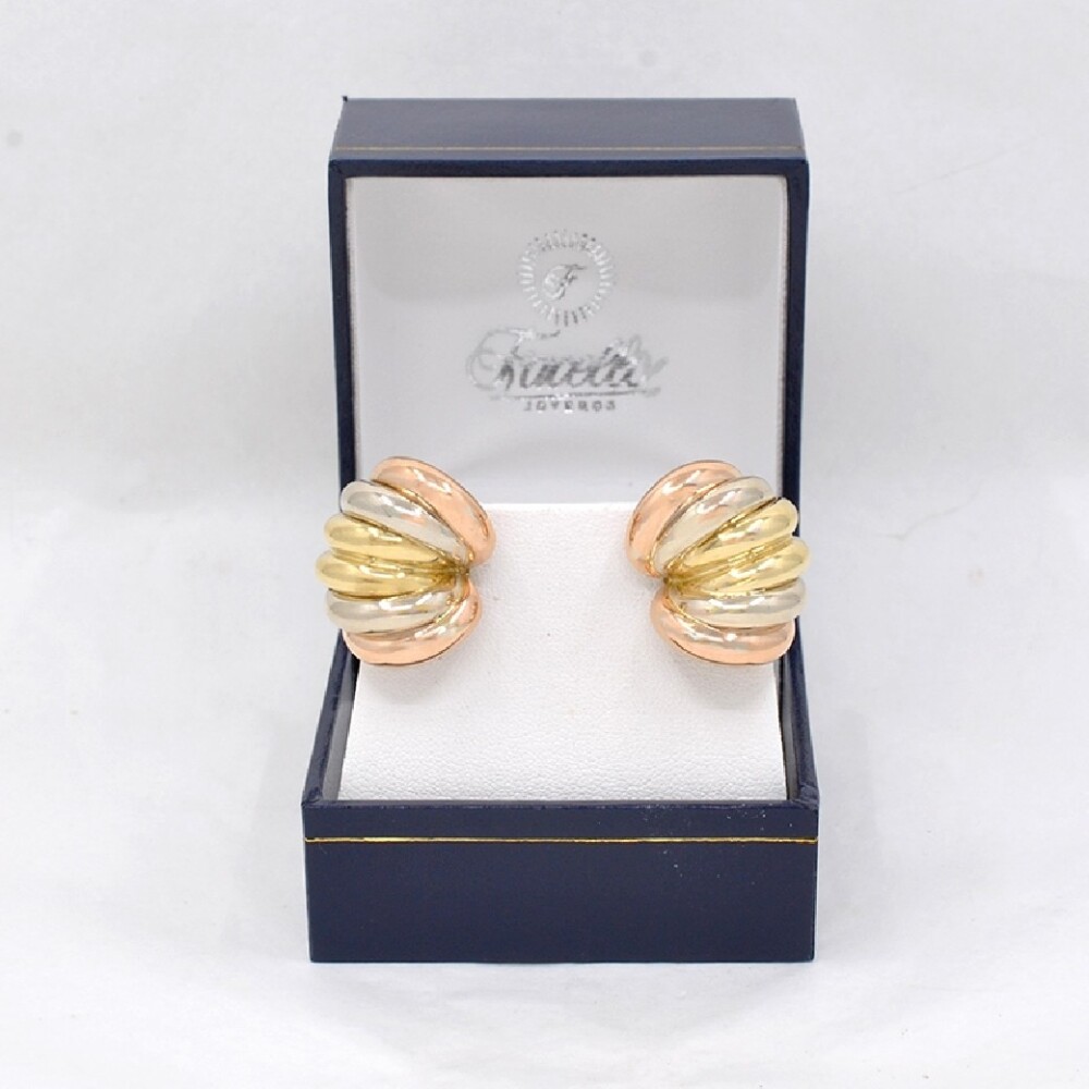 Caravanas 3 Tonos En Oro 18K. Caravanas 3 Tonos En Oro 18K.