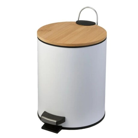 PAPELERA CON TAPA DE BAMBU - 5 LT BLANCA PAPELERA CON TAPA DE BAMBU - 5 LT BLANCA