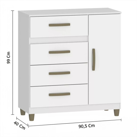 CÓMODA CAJONERA GUARDARROPA 4 CAJONES 1 PUERTA BLANCO