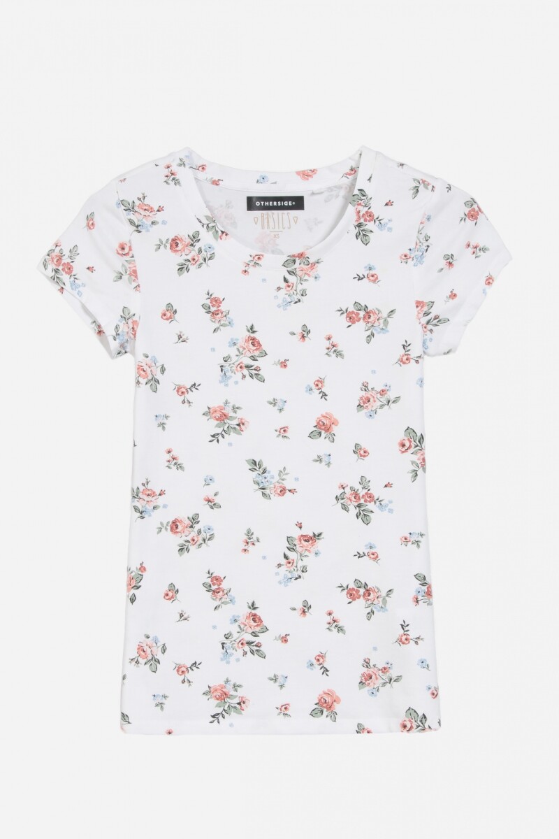 Remera con flores BLANCO