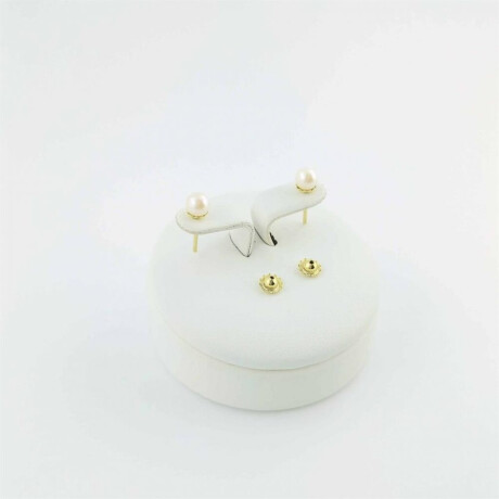 Caravanas de Oro 18 kt y Perla de cultivo 5 mm Sistema de Perno y rosca