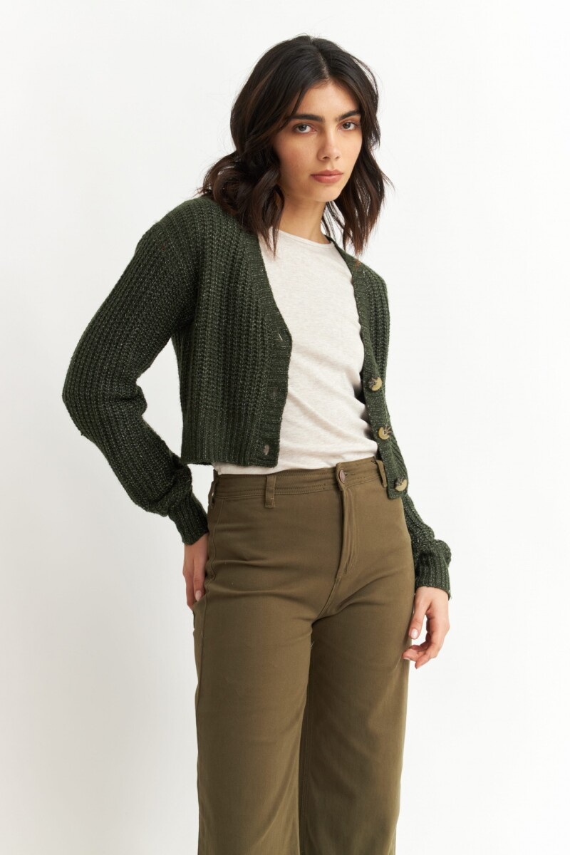 Cardigan con manga balloon VERDE OLIVA