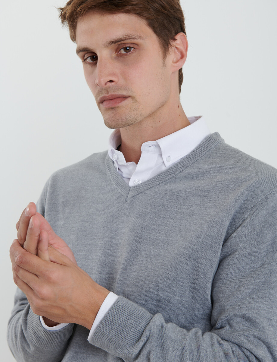 470313 SWEATER V HARRINGTON URBAN Gris Medio Melange