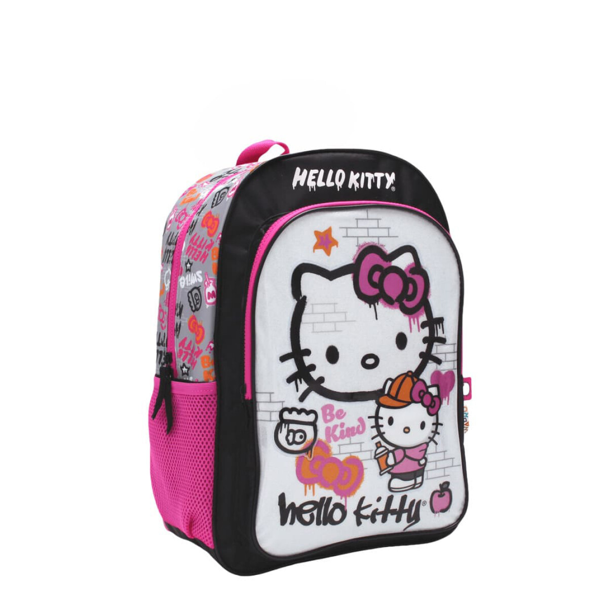 Mochila Hello Kitty 18" - Negro - Fucsia - Blanco 