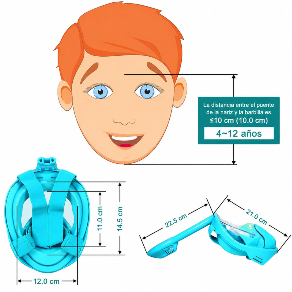 Máscara de snorkel infantil Verde