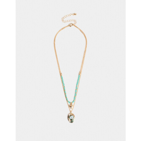 Collar Corto Multicadena Con Dijes Dorado