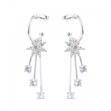 Par de aros de plata 925 con circonias. Par de aros de plata 925 con circonias.