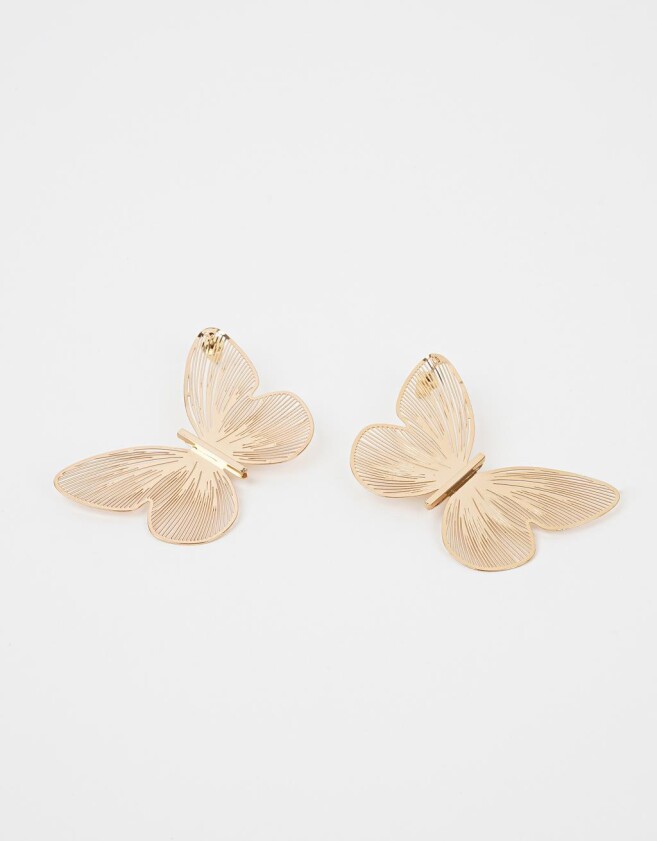 Aros Colgantes Cortos Con Mariposas Aros Con Mariposas - Dorado