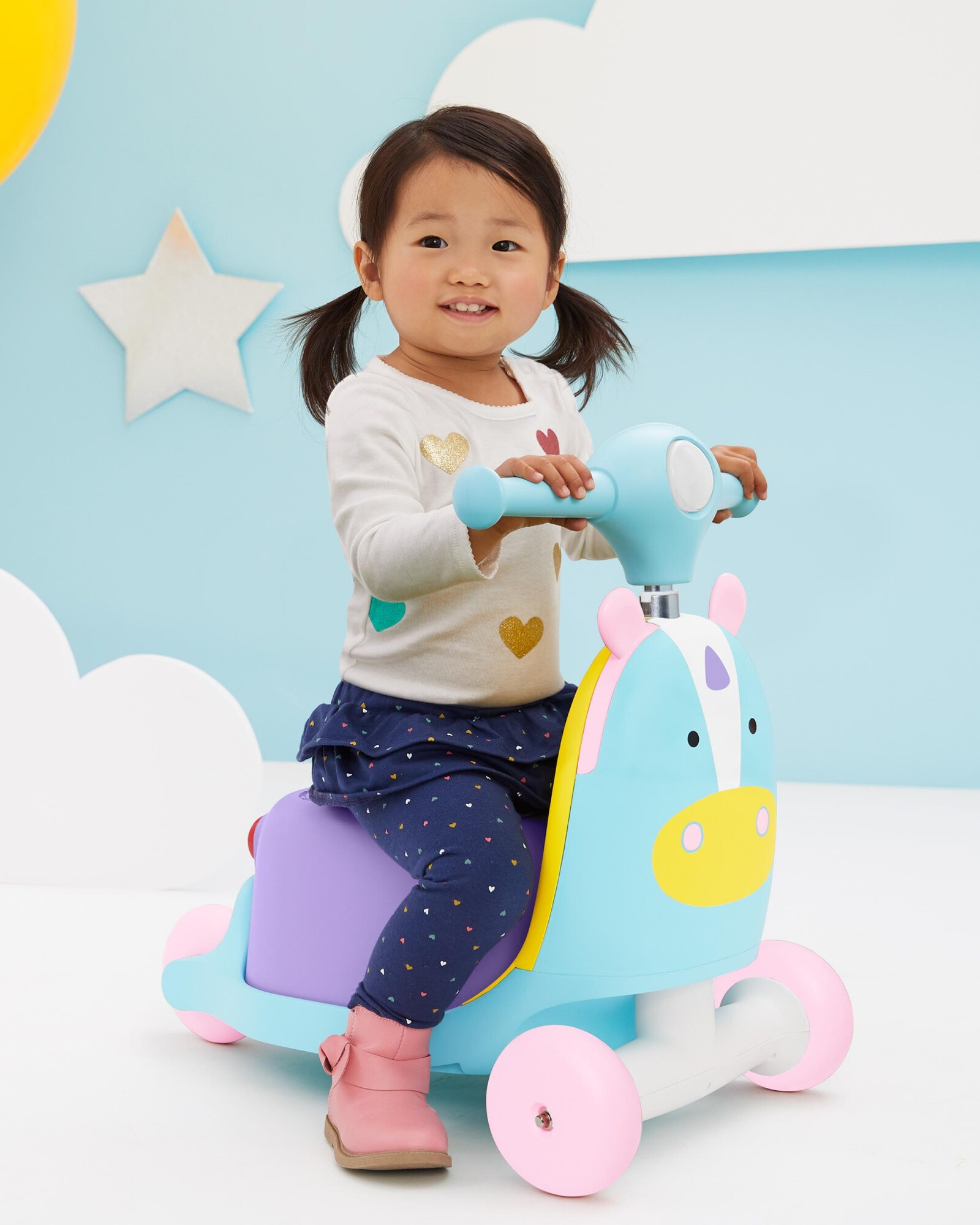 Andador, buggy y monopatín 3 en 1, diseño unicornio Andador, buggy y monopatín 3 en 1, diseño unicornio