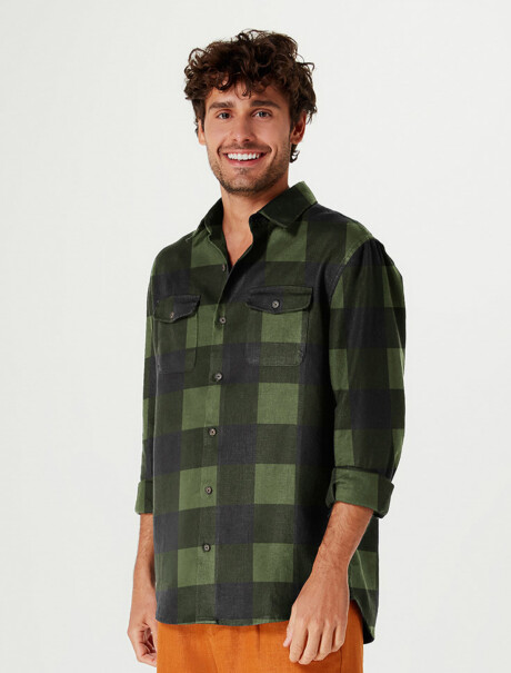 CAMISA MASCULINA DE FRANELA VERDE