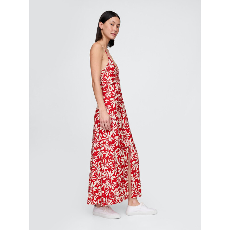 SL STRAPPY BACK MAXI SLIP RED FLORAL PRINT
