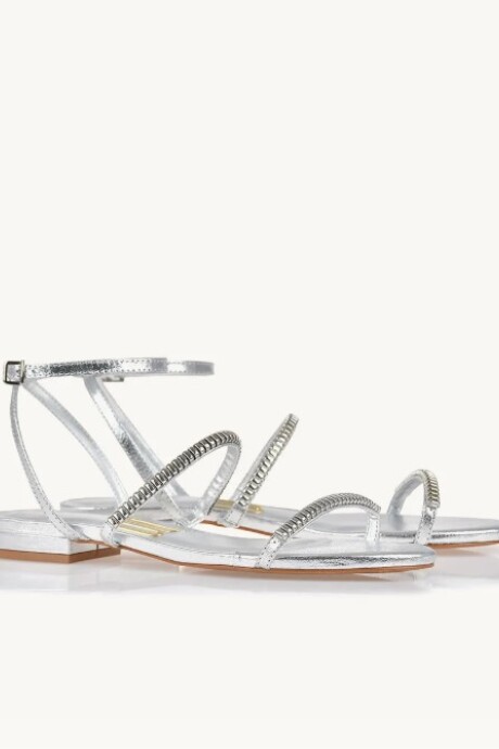 Sandalia Flat metalizada Plateado