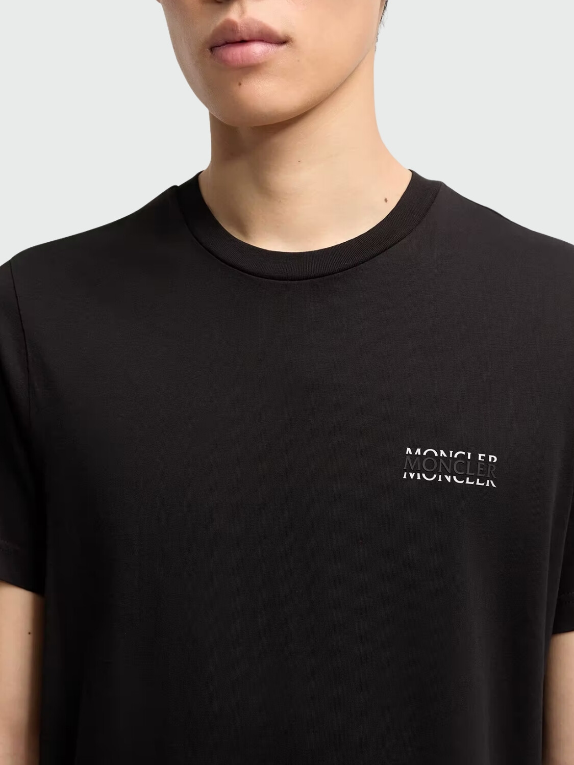MONCLER - Remera de Jersey con Logo Negro