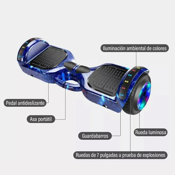 Skate Electrico Hoverboard Musica Bluetooth Luz Patineta 10" Variante Color Blanco