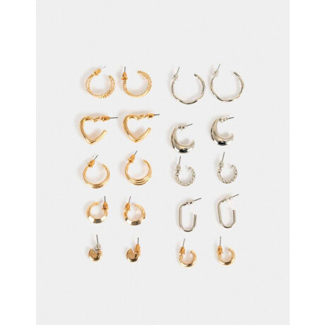 Aros Argollas Set Metal Combinacion Bicolor