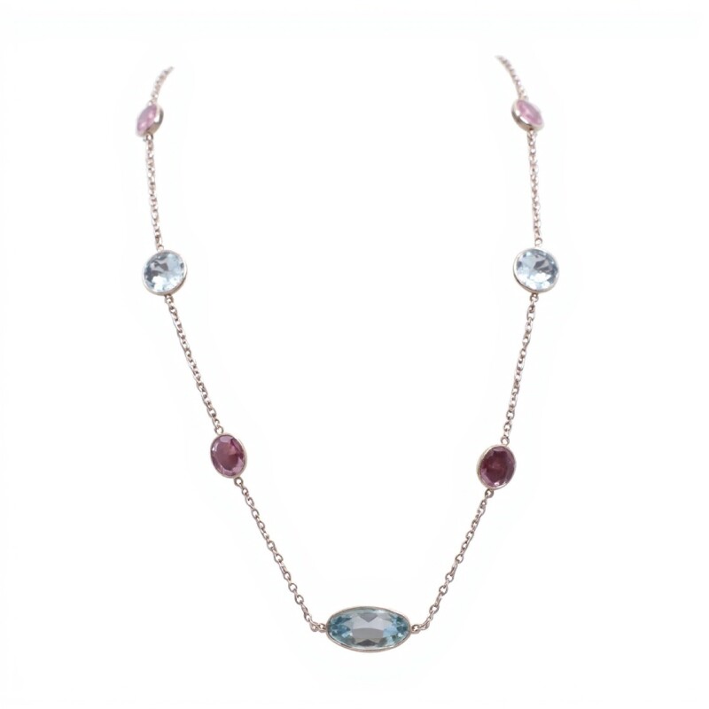 Conjunto Moderno-Plata rodinada 925- Piedra Topacio azul y Turmalina-CJ2033 conpiedra