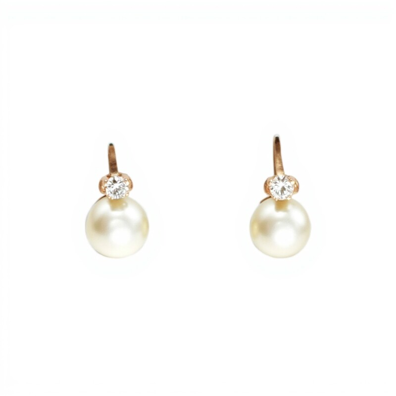 Caravanas Perlas y zirconia en oro- Oro bajo - Perla de río y zirconia - CA8223 conperla